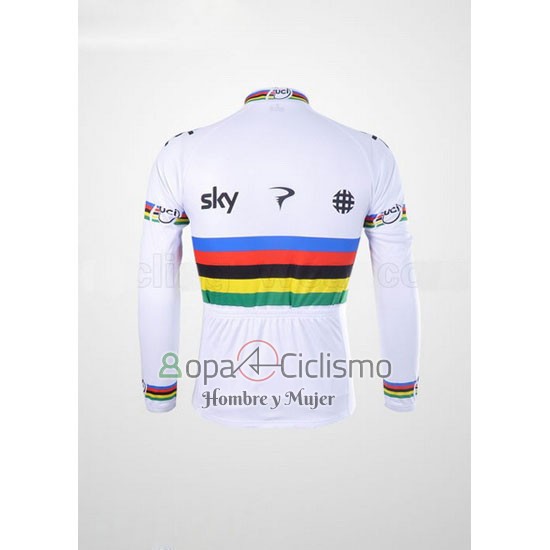 Sky UCI Mondo Campione Ropa Ciclismo Culotte Largo 2012 Hombre Mangas Largas Negro y Blanco